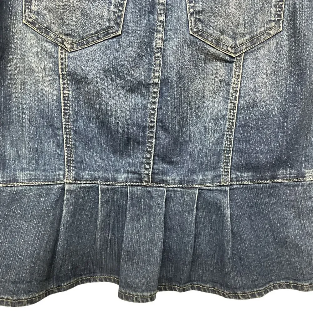 Pilcro Anthropologie Classic Denim Pencil Skirt Size 28‎ Back Ruffle High Waist